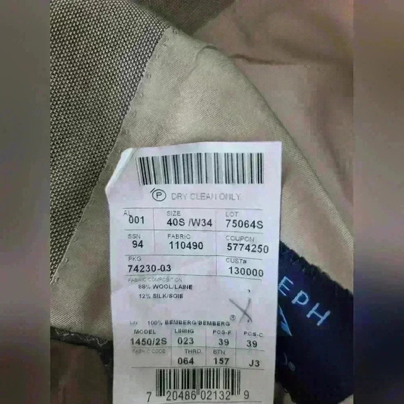 Joseph Abboud Mens Two Button Blazer Sport Coat Sport Jacket 40S - Picture 6 of 7